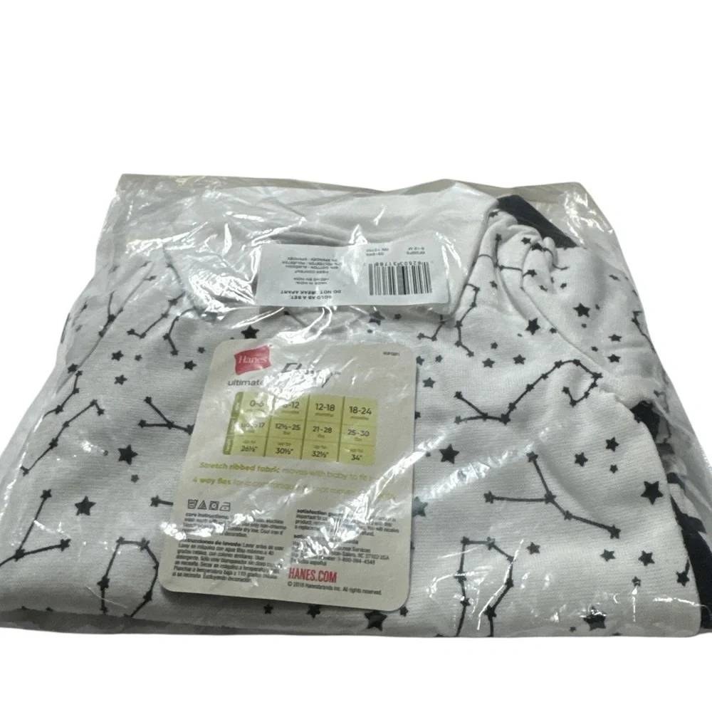 Hanes Black and White Constellation Bodysuit Set - 6-12 Mths